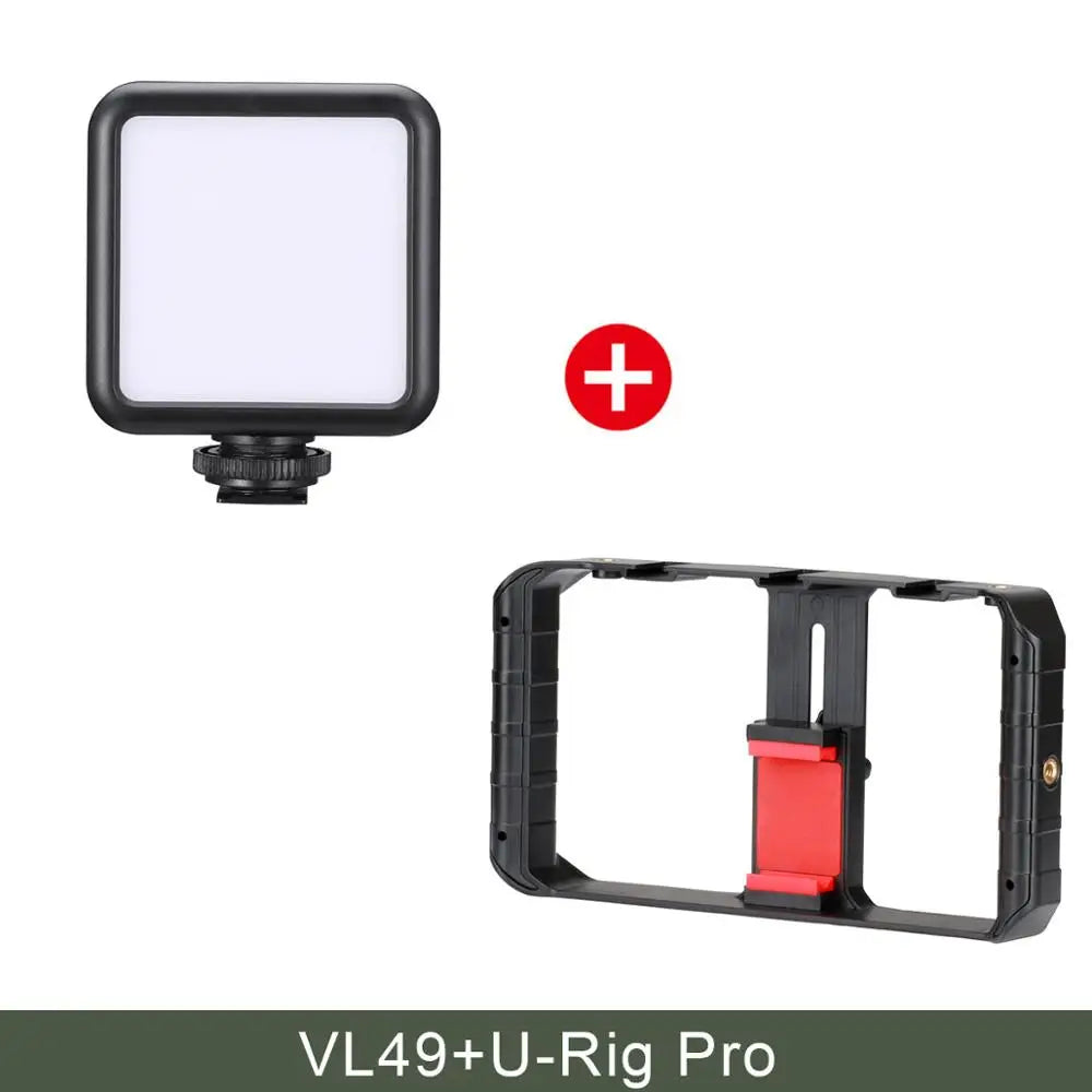 Mini Portable VL-49 LED Video Light Triple Cold Shoe Rechargeable Vlog Fill Light Photography Lighting Tripod Kit CRI95+