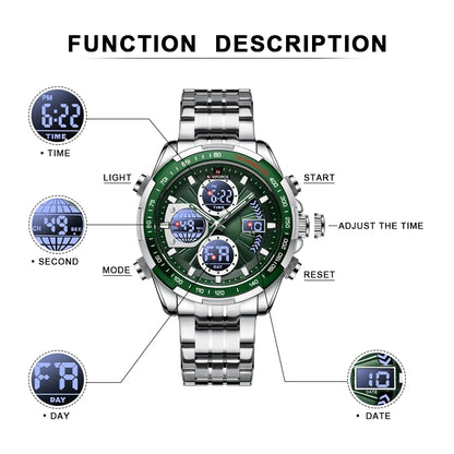 Men's Watches Analog Digital Sports Waterproof Wrist Watch Luminous Quartz Male Clock