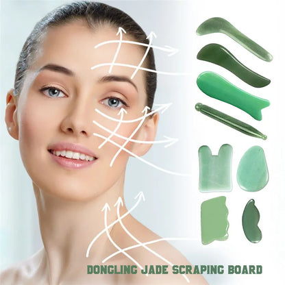 Natural Jade Gua sha Stone Board Massage Rose Quartz Guasha Plate Jade Face Massager Scrapers Tools for Face Neck Back Body