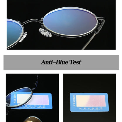 Oval Design Anti-Blue Light Reading Glasses Retro Round Presbyopic Eyewear Half Frame Hyperopia Eyeglasses Unisex+3.5