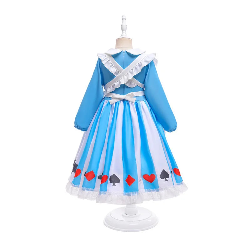 New Christmas Girls Lolita Dress Children Long Sleeve Two-piece Alice Princess Costume Cosplay Maid Clothing for Halloween