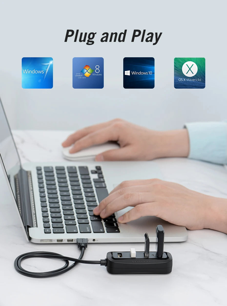 USB 2.0 HUB 4 Port with LED Multi USB Splitter for Lenovo Xiaomi Macbook Pro Air Computer Accessories Laptop HUB USB 2.0