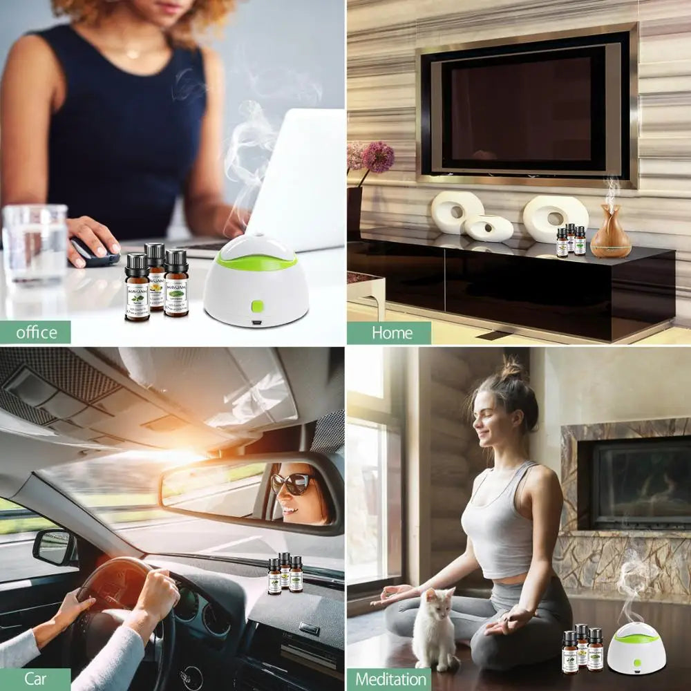 10ML Essential Oils 6pcs Gift Set Humidifier Aromatherapy Diffusers Lavender Eucalyptus Mint Lemongrass Tea Tree Oil