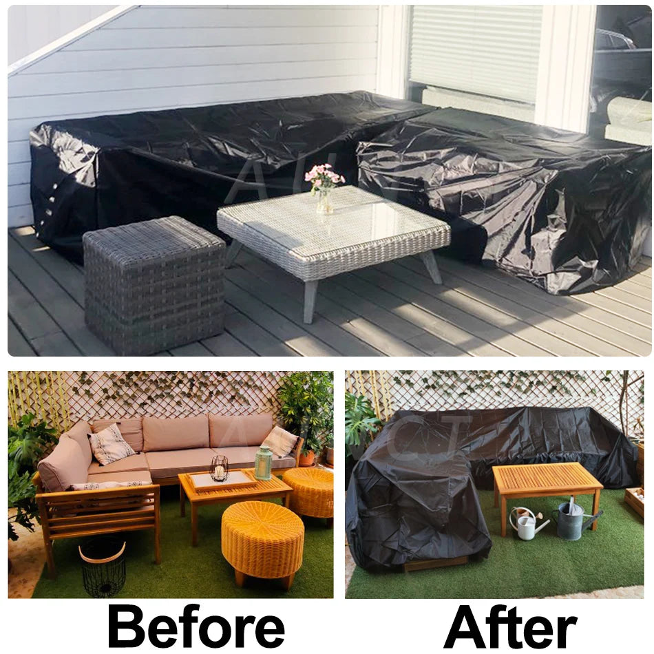 15 sizes Corner Outdoor Sofa Cover Garden Rattan Corner Furniture Cover V Shape L ShapeWaterproof Sofa Protect Set Dust Covers