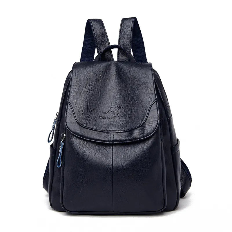 Soft Leather Backpacks Vintage Female Shoulder Bags Casual Travel Ladies Bagpack School Bags