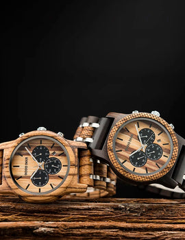 Watches Japanese Quartz Wooden Wristwatch Chronograph Top Brand Luxury Stopwatch Auto Date