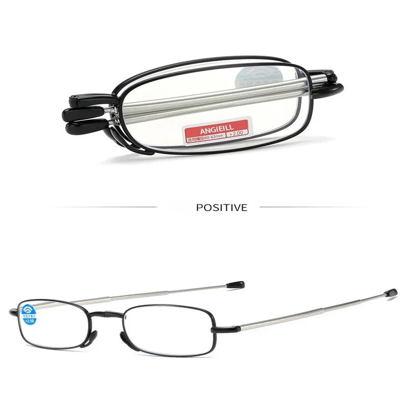 Mini Foldable Anti-Blue Ray Reading Glasses Portable Wallet Presbyopia Eyewear Round Frame Eyeglasses Men Women+3.5+4