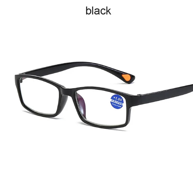 Retro Square Reading Glasses with Lightweight TR90 Frame