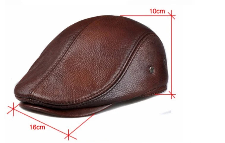 Men's outdoor leather hat winter Berets male warm Ear protection cap 100% genuine leather dad hat