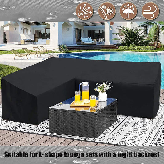 Waterproof L Shape Outdoor Sofa Cover Garden Rattan Corner Furniture Dustproof Patio Protector