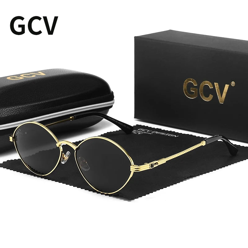 Cat Eye Titanium Alloy Polarized UV400 Retro Punk Sunglasses for Men Women Vintage Fashion Eyewear