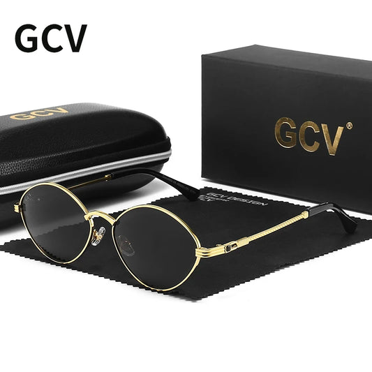 Cat Eye Titanium Alloy Polarized UV400 Retro Punk Sunglasses for Men Women Vintage Fashion Eyewear