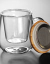 Creative Glass Tea Infuser Cup With Filter Transparent Flower Teacup  Handle Bamboo Lid Heat-resistant Fruit Tea Mug Drinkware