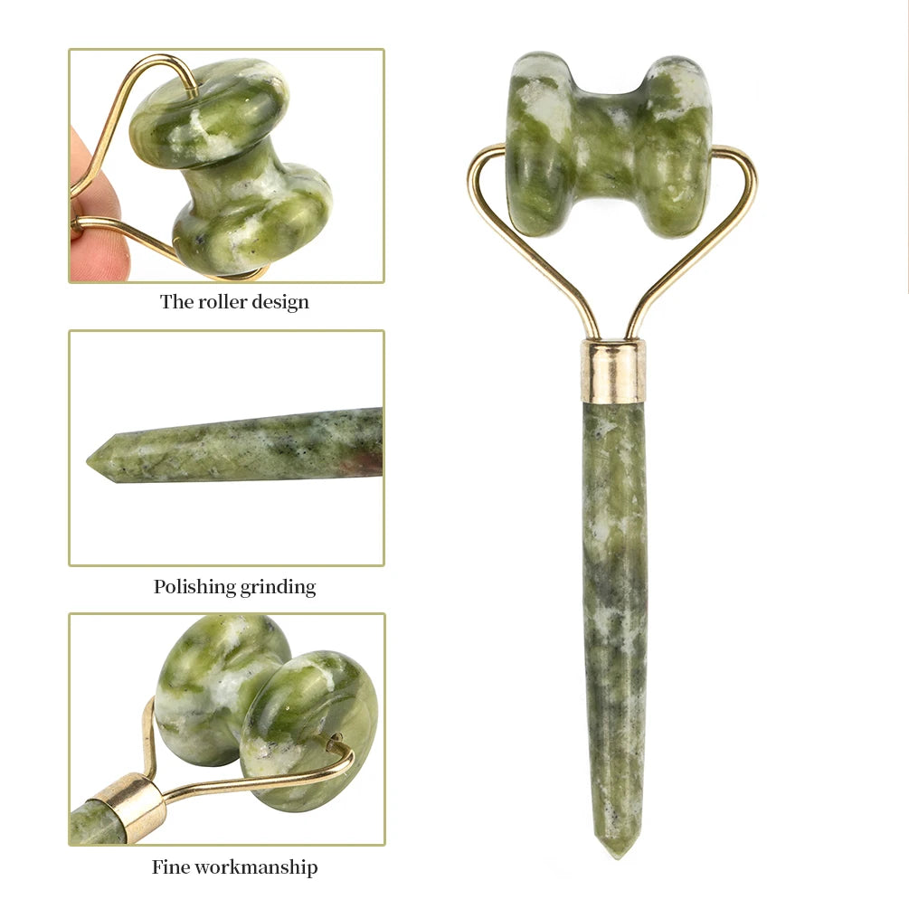 1Pc 3 Style Jade Stone Roller Eyes Nose Face Arms Neck Massage Roller Face Slimming Body Head Neck Massage Tools