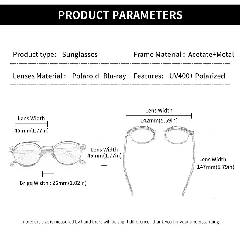 Double Layer Removable Lens Polarized UV400 Gothic Retro Steampunk Sunglasses for Men Women