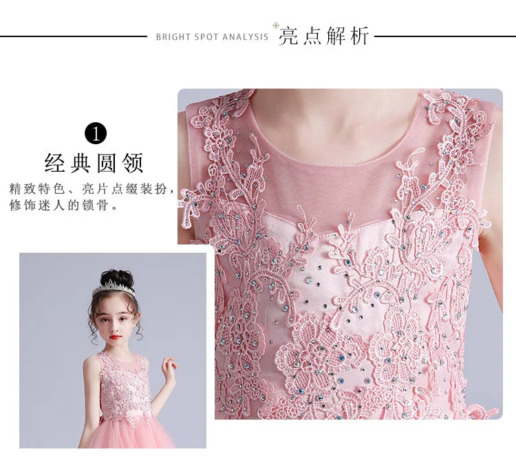 Summer New Girls Party Dresses for Evening Long Puffy Princess Dress Big Child Wedding Dress