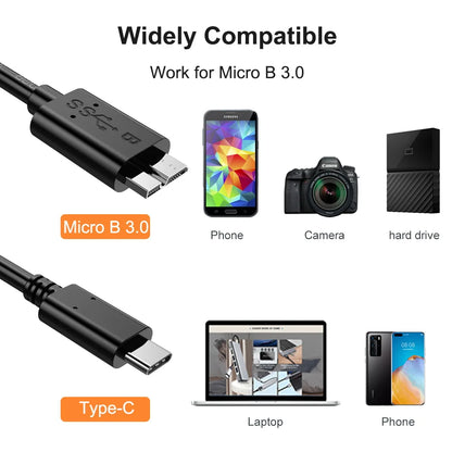 Micro B USB C 3.0 Cable 5Gbps External Hard Drive Disk HDD Cable for Samsung S5 Note3 Toshiba WD Seagate HDD Data USB3.1 Cables