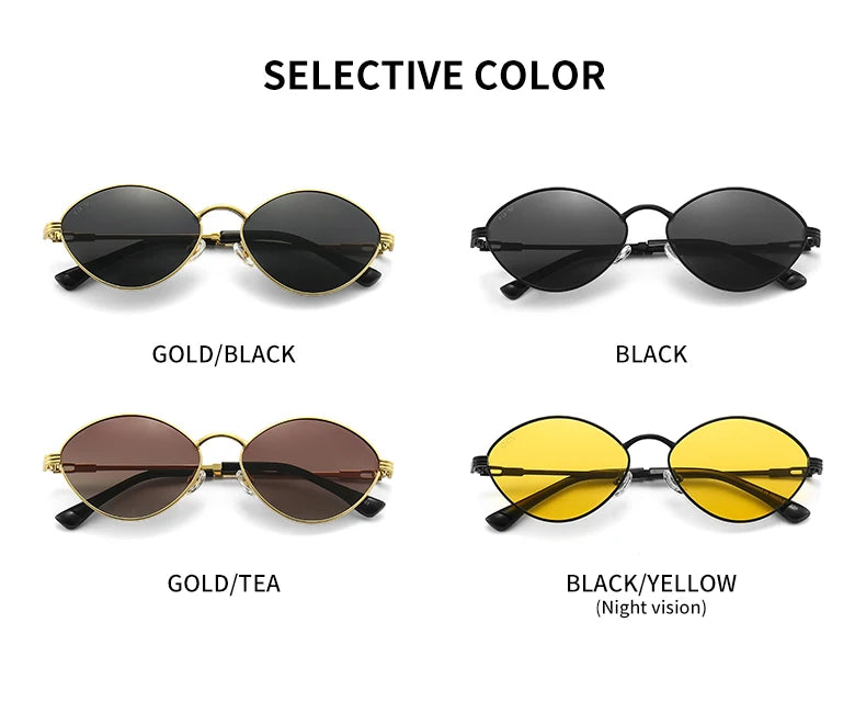 Cat Eye Titanium Alloy Polarized UV400 Retro Punk Sunglasses for Men Women Vintage Fashion Eyewear