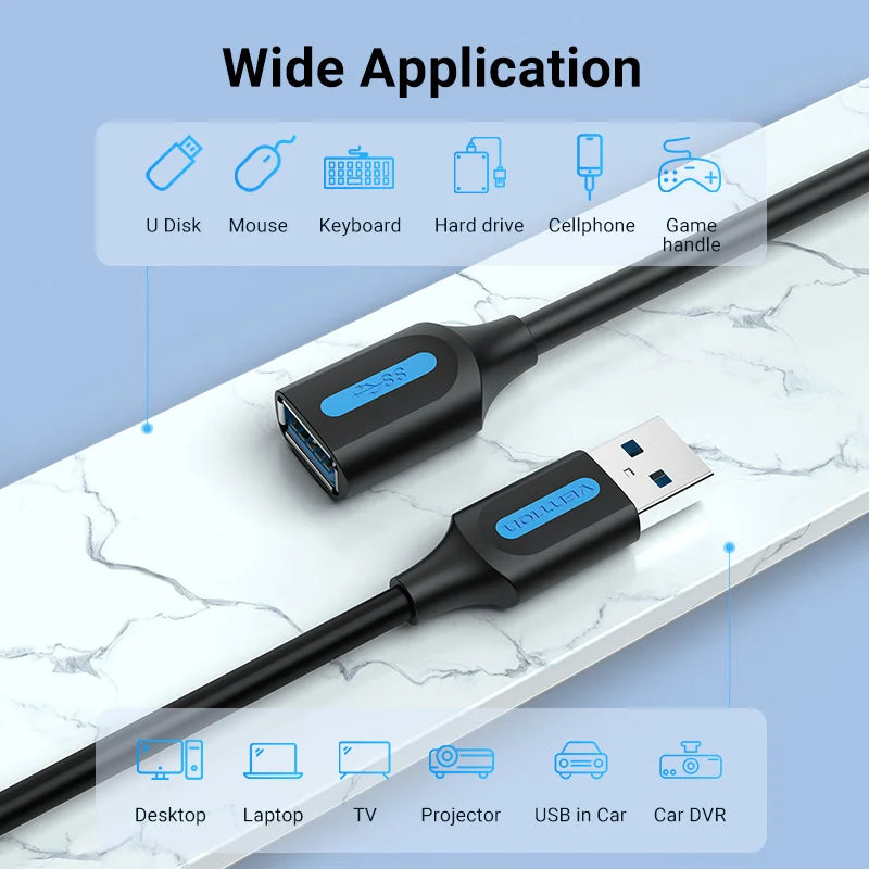 USB 3.0 Extension Cable USB 3.0 2.0 Cable Extender Data Cord for PC Smart TV Xbox One SSD Fast Speed USB Cable Extension