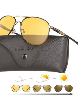 Pilot Sunglasses Men Polarized Driving Photochromic Glasses Women Smart Discoloration Day Night Vision Lenses