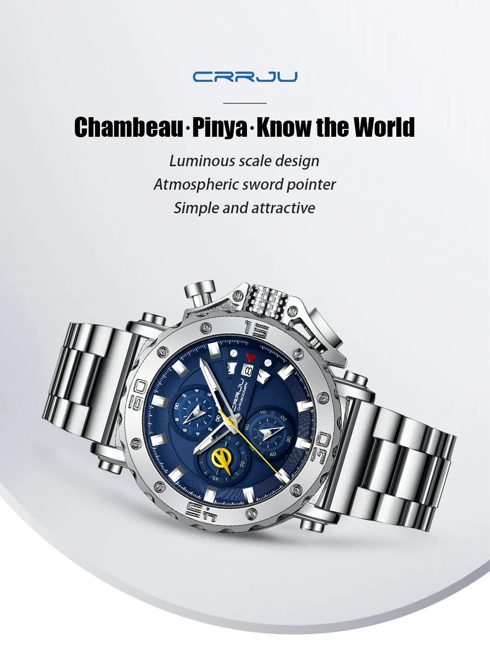 Watch for Men Top Brand Luxury Big Dial Stainless Steel Waterproof Chronograph Wristwatches with Date Relogio Masculino