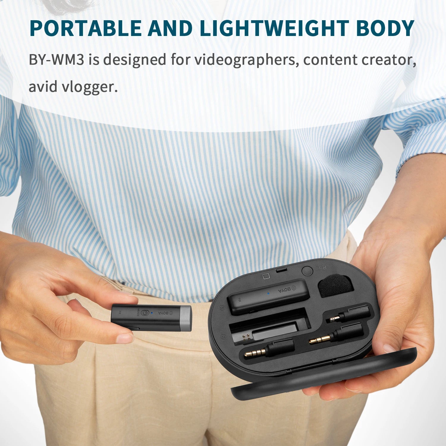 BY-WM3 Wireless Lavalier Lapel Microphone for iPhone Android DSLR Camera Laptop Computer Gaming Youtube Recording Streaming