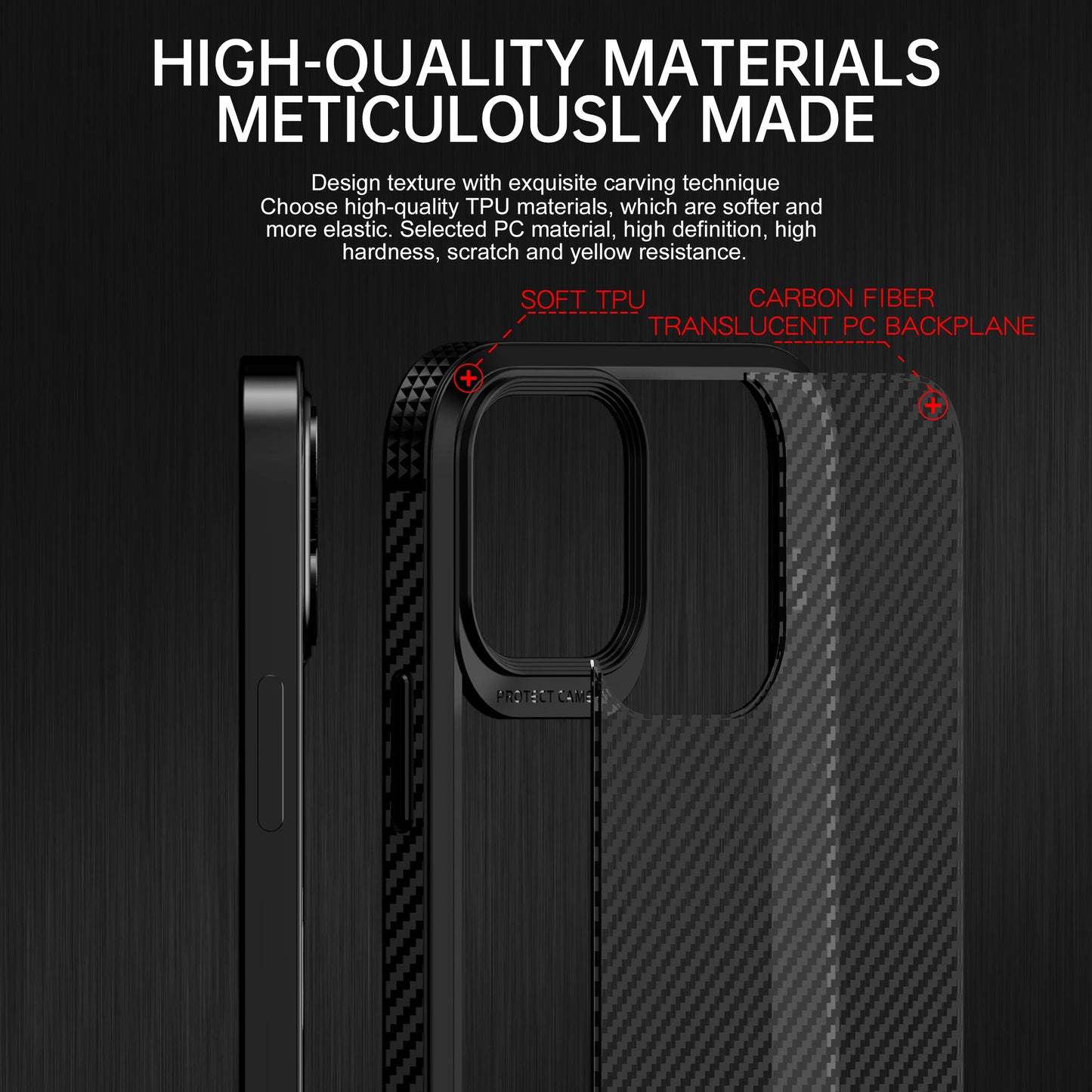 for iPhone 13 Case for iPhone 11 12 Pro Case Carbon Fiber Skin Transparent Acrylic Cover for iPhone 11 12 13 Pro MAX Case