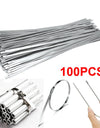 100Pcs 304#Stainless Steel Cable Ties 4.6mm Heavy Duty Self-Locking Cable Zip Tie Multi-Purpose Metal Exhaust Wrap Locking Ties