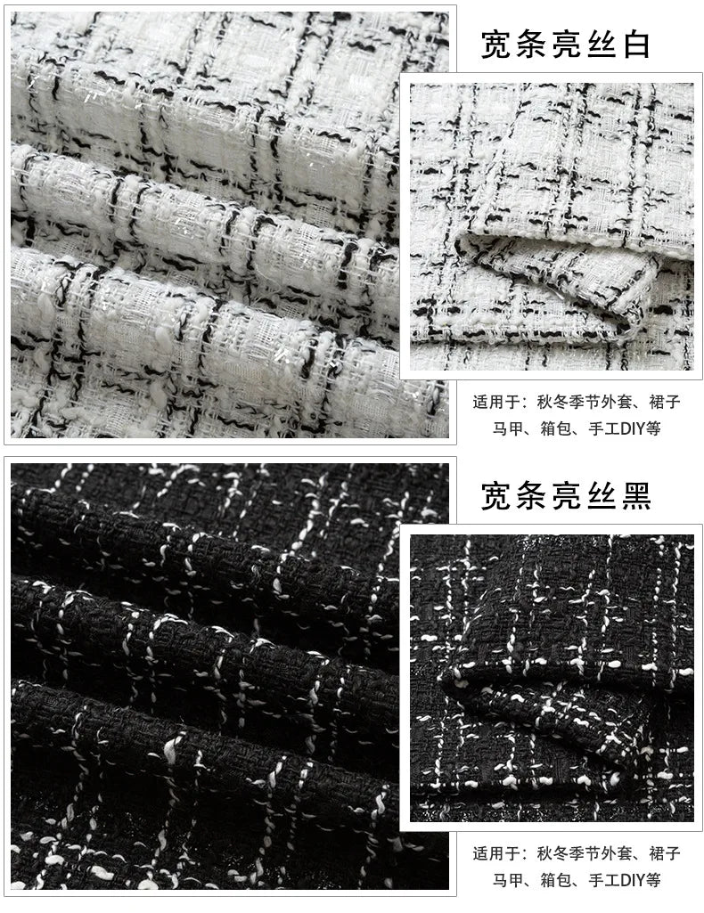 0.5M/1M/2M/3M High Quality fiber plaid woven tweed fabric for garment DIY coat clothing sewing quilting Cloth by the meter