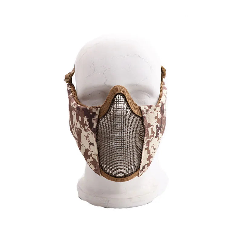 Airsoft Face Mask With Ear Mesh Face Breathable Mouth Mask Tactical Paintball Softair Protective Mask Shooting Hunting Equipment