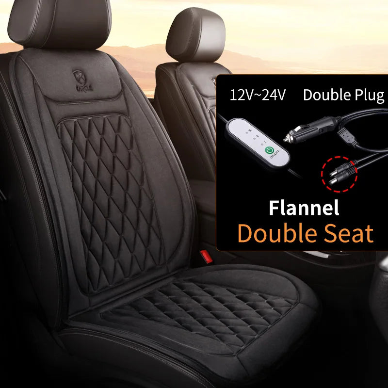 2PCS Heated Car Seat Cover 30' Fast Heating 12V-24V Heating Car Seat Cushion Universal Three Gears Car Heater Thicken for Winter