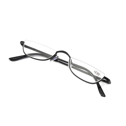 Cat Eye Reading Glasses Metal Half Frame Presbyopia Glasses Ultra-Light Small Rimless Hyperopia Spectacles Readers +2