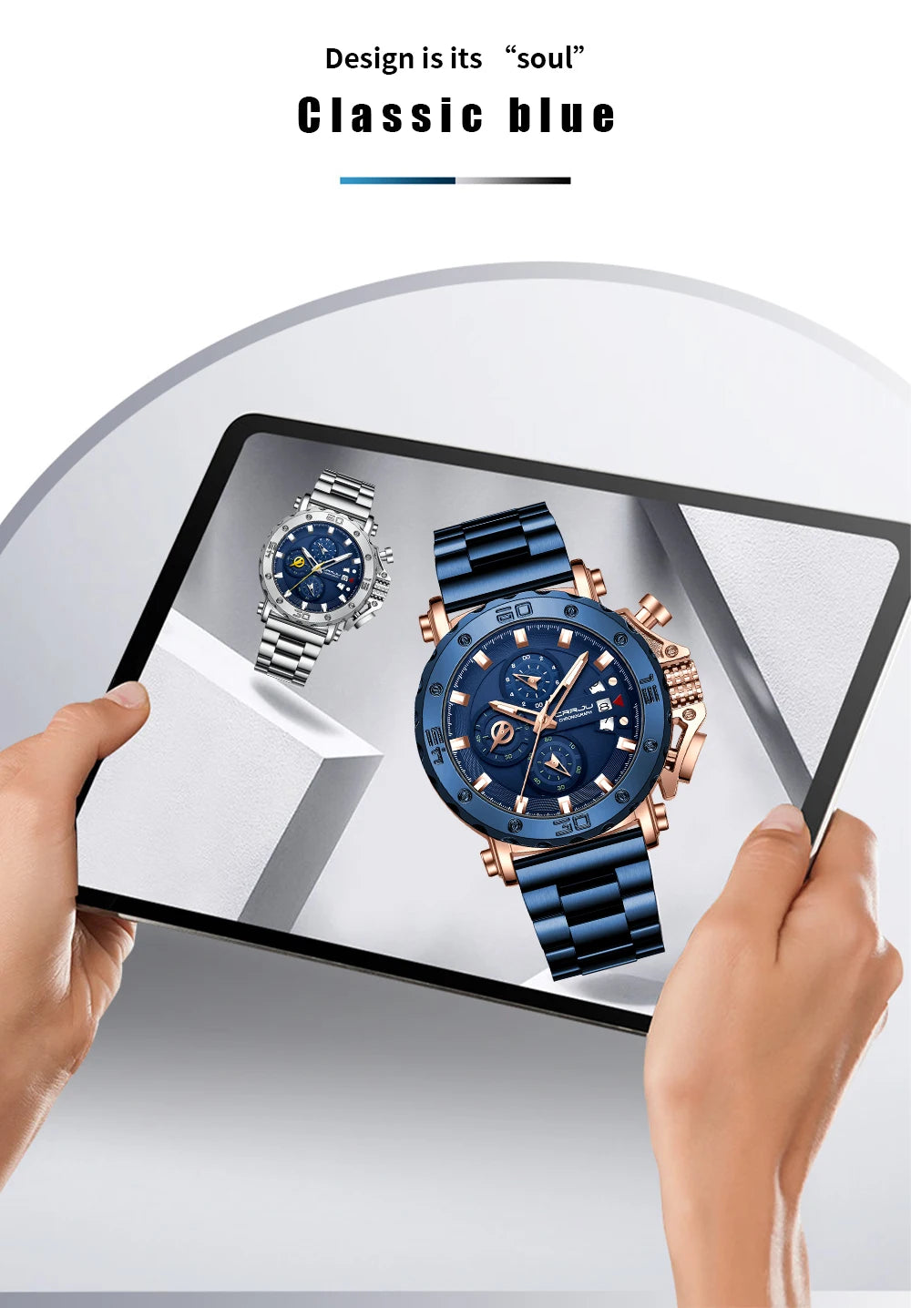Watch for Men Top Brand Luxury Big Dial Stainless Steel Waterproof Chronograph Wristwatches with Date Relogio Masculino