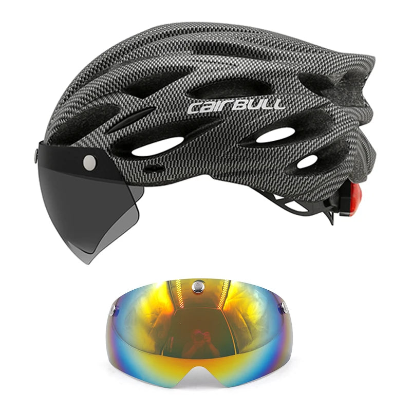 Lightweight LED Cycling Helmet With Visor For Road And Mountain Bike