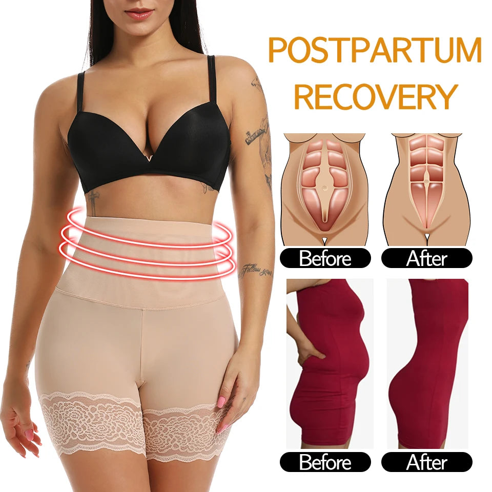 Women Body Shaper High Waist Shorts Lace Knickers Tummy Control Panties Slimming Underwear Shaping Boyshorts Shapewear