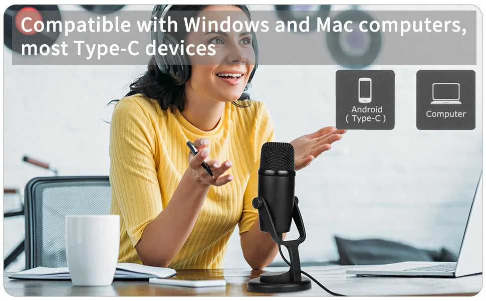 BY-PM500 Gaming Condenser USB Microphone for PC Mobile Phone Android Windows Mac Youtube Recording Streaming Blogger Vlog