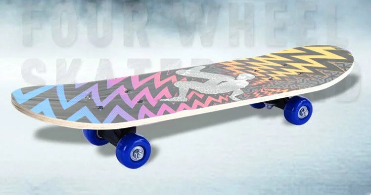 60CM Skateboard Beginner Cartoon Skateboard Maple Wood Deck Skate Board Outdoor Long Board Double Rocker Skateboard