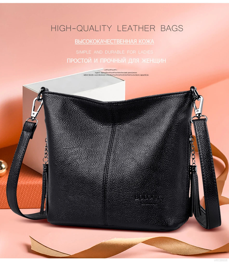 Soft Leather Purse Fashion Women Shoulder Messenger Bag Trend Designer Tassel Bag Luxury Ladies Handbag