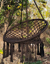Nordic Style Round Hammock Swing Chair Safety Hanging Hammock Rope Hanging Garden Seat Beige Knitting Rope Swing Balcony Chair