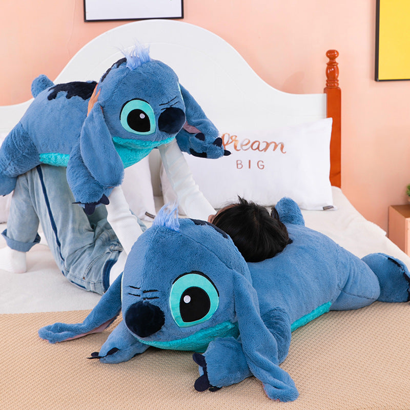 Giant 100cm Disney Stitch Plush Stuffed Doll Blue Kawaii Cartoon Animal Sofa Sleeping Soft Pillow Toys  Girls Birthday Gift