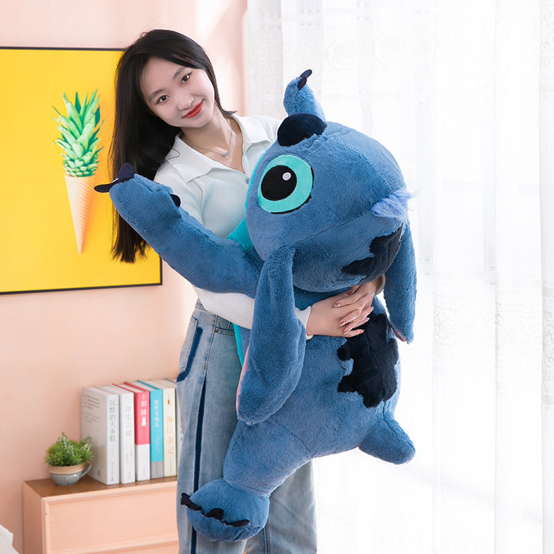 Giant 100cm Disney Stitch Plush Stuffed Doll Blue Kawaii Cartoon Animal Sofa Sleeping Soft Pillow Toys  Girls Birthday Gift
