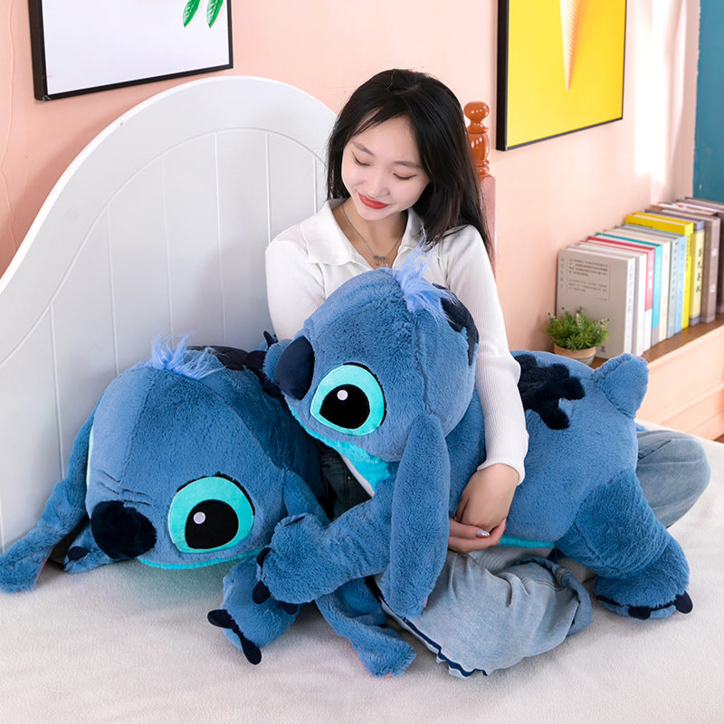 Giant 100cm Disney Stitch Plush Stuffed Doll Blue Kawaii Cartoon Animal Sofa Sleeping Soft Pillow Toys Kids Girls Birthday Gift