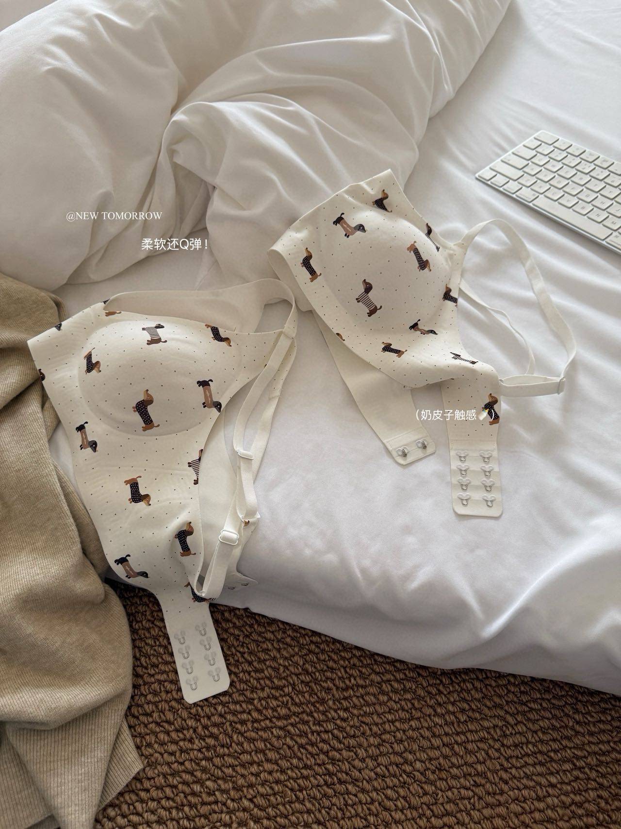Womens Dachshund Print Wireless Bra and Brief Set