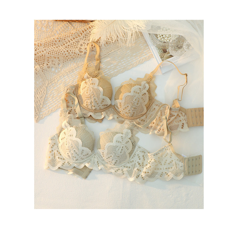 Womens Lace Minimizer Underwire Bra and Brief Set