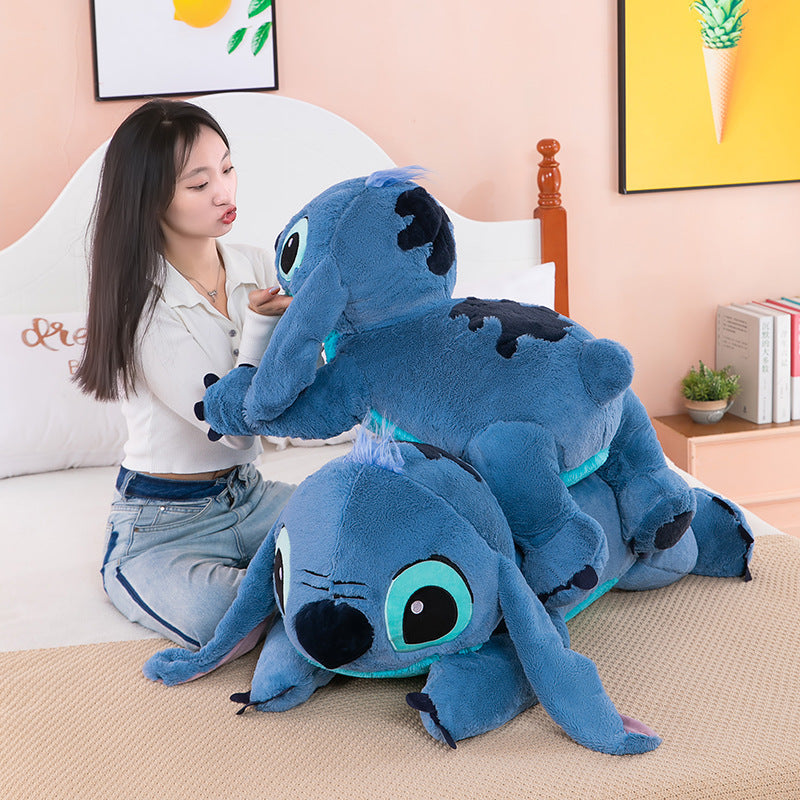 Giant 100cm Disney Stitch Plush Stuffed Doll Blue Kawaii Cartoon Animal Sofa Sleeping Soft Pillow Toys  Girls Birthday Gift