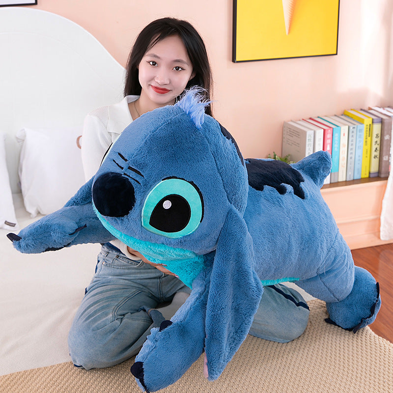 Giant 100cm Disney Stitch Plush Stuffed Doll Blue Kawaii Cartoon Animal Sofa Sleeping Soft Pillow Toys Kids Girls Birthday Gift