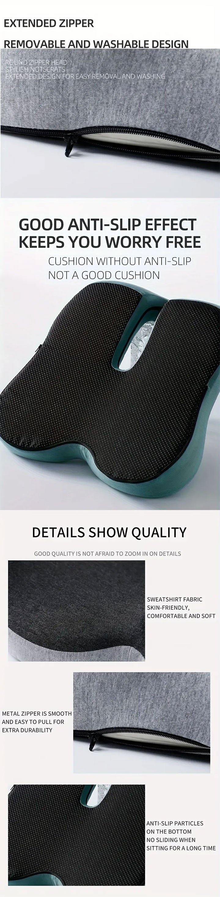 1PCS Non-Slip Memory Foam Seat Pillows Cushion for Tailbone Sciaticaback Pain Relief Comfort Chair Car Seat Waist Pads