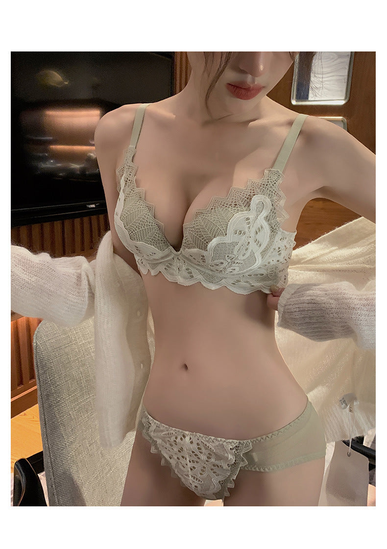 Womens Lace Minimizer Underwire Bra and Brief Set