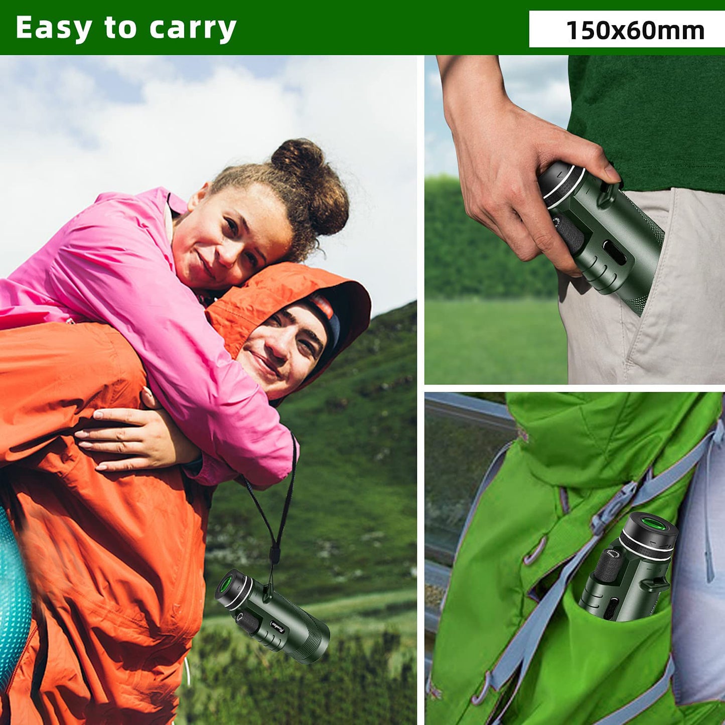 80X100 Hd Monocular Telescope Long Range Zoom Bak4 Prism Telescope with Tripod Phone Clip Hunting Camping Bird Watching Hiking