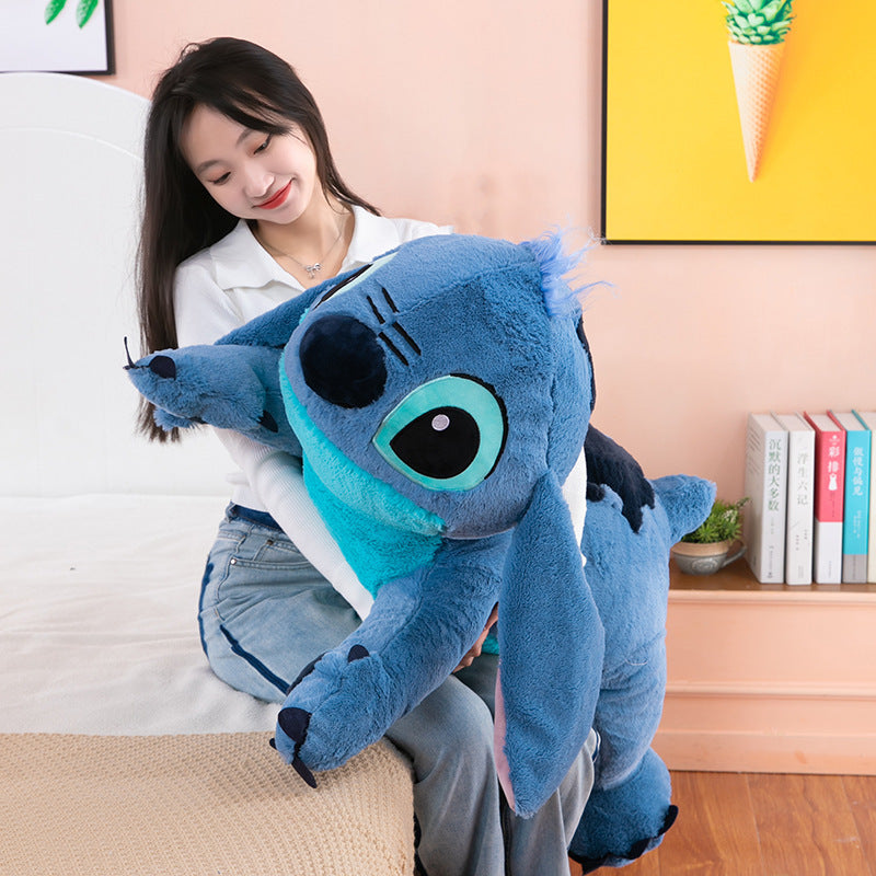 Giant 100cm Disney Stitch Plush Stuffed Doll Blue Kawaii Cartoon Animal Sofa Sleeping Soft Pillow Toys  Girls Birthday Gift